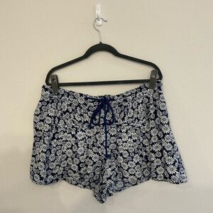 Free People Navy Floral Drawstring Shorts